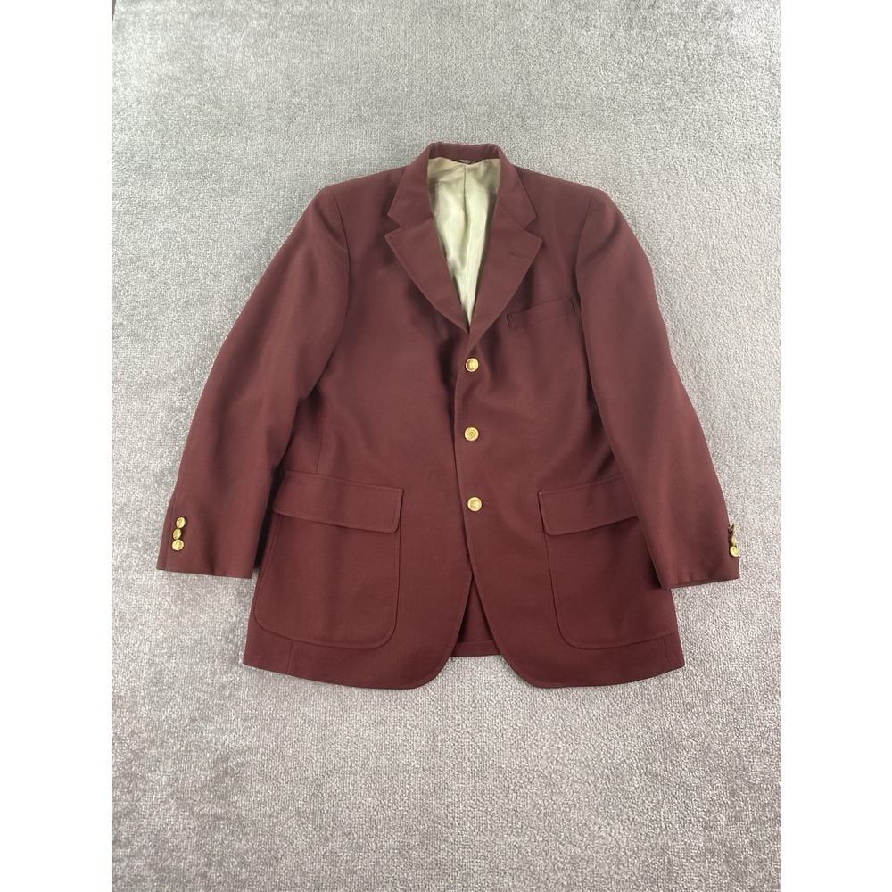 Vintage Corbin Blazer 44 R Red Wool Polyester Gold Buttons University Premium
